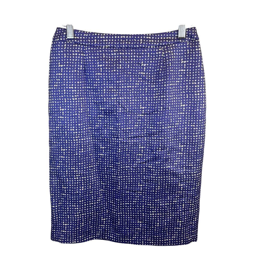 TORY BURCH Designer Purple White Geometric Print Straight Pencil Skirt Women's 2